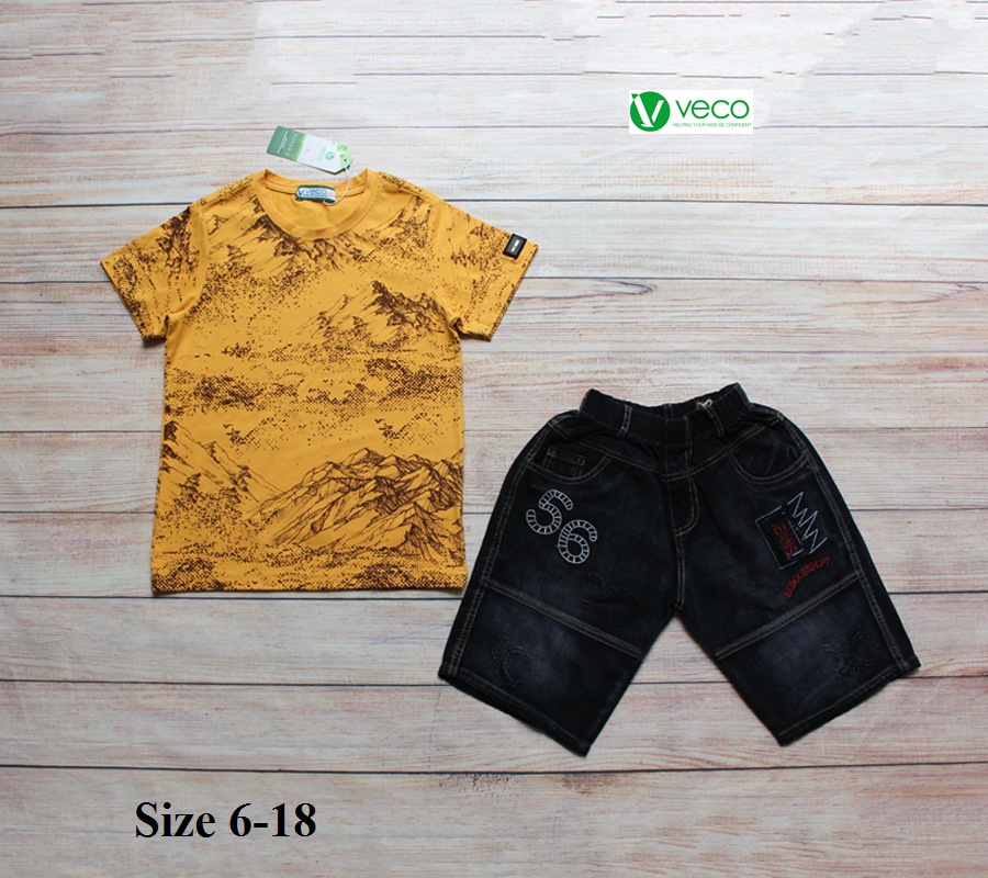xưởng may quần áo trẻ em giá sỉ VECO - Bộ jean nam cá tính cho bé 50kg (8)
